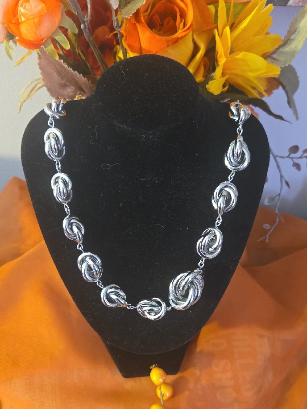 Silver Knot-Link Statement Necklace - Women Jewelry